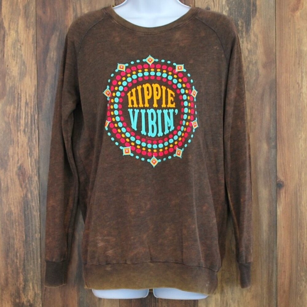 Southern Bliss Co Women's Brown Sweatshirt Top Hippie S